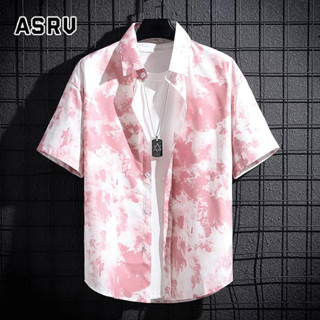 ASRV เสื้อเชิ้ตผู้ชาย เสื้อฮาวาย ลายดอกไม้  ใหม่มาถึงแขนสั้นบางฤดูร้อนปกบางลำลอง