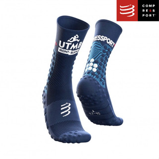 Compressport ถุงเท้าวิ่งเทรล ข้อยาว สีน้ำเงินPRO RACING SOCKS V3.0 ULTRA TRAIL - UTMB 2022