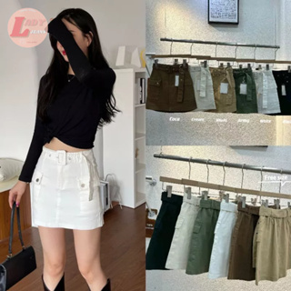 LADY_JEANS #3078 ( ใส่โค้ด LADYJ8 ลด 15% )กระโปรงแฟชั่น เอวสูงทรงคาร์โก้ ฟรีเข็มขัด มีซับใน ผู้หญิง พร้อมส่ง