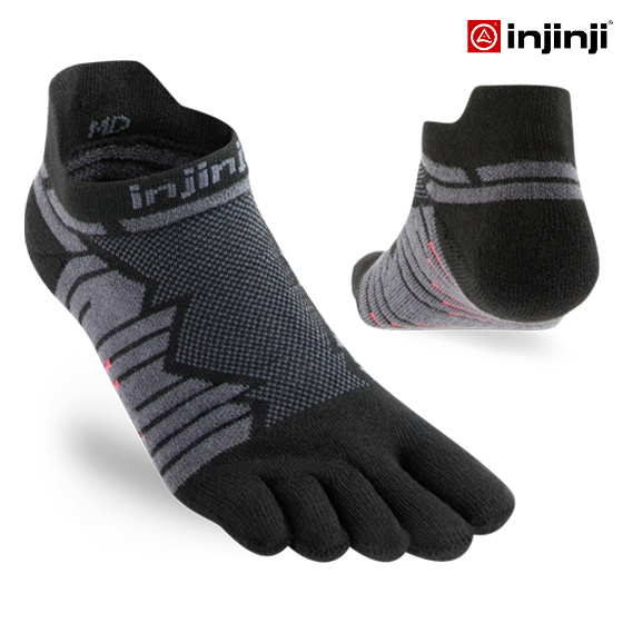 Injinji ถุงเท้าวิ่ง แยกนิ้ว ULTRA RUN NoShow ONYX รุ่นวิ่งอัลตร้าซ่อนข้อ สีดำ หนานุ่ม ของแท้