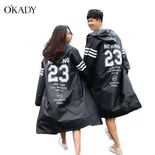 OKADY เสื้อกันฝน EVA แบบใสเสื้อโค้ทแฟชั่นเกาหลีรุ่นเสื้อกันลมผู้ใหญ่เดินป่าชายและหญิงผ้าคลุมกันฝน