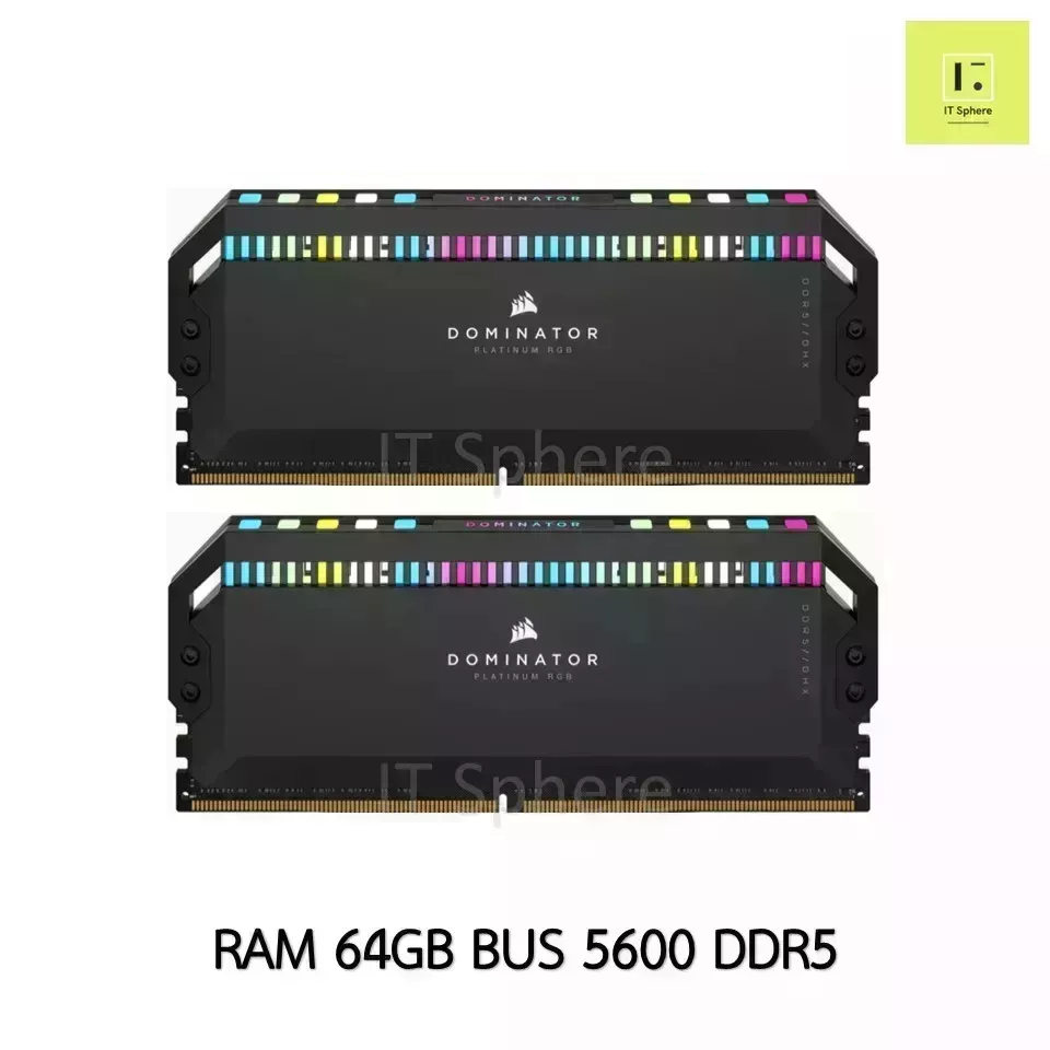 แรม Dominator 64GB Bus 5600 DDR5 สีดำ (RAM CORSAIR DOMINATOR  RGB 64GB (2x32GB) DDR5 5600MHz C40 CMT64GX5M2X56