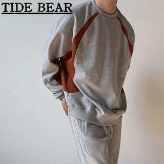 TIDE BEAR อเมริกันเรโทรถนน ความคมชัดสูงสีเย็บเฉพาะลำลองหลวมด้านบน