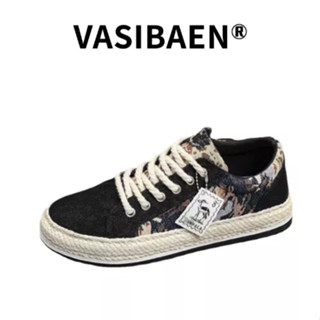 VASIBAEN  ผู้ชายใหม่ผ้าใบกีฬาสันทนาการรองเท้าผ้าใบแบนนักเรียนยอดนิยมอินเทรนด์รองเท้าอินเทรนด์ทั้งหมดตรงกับ