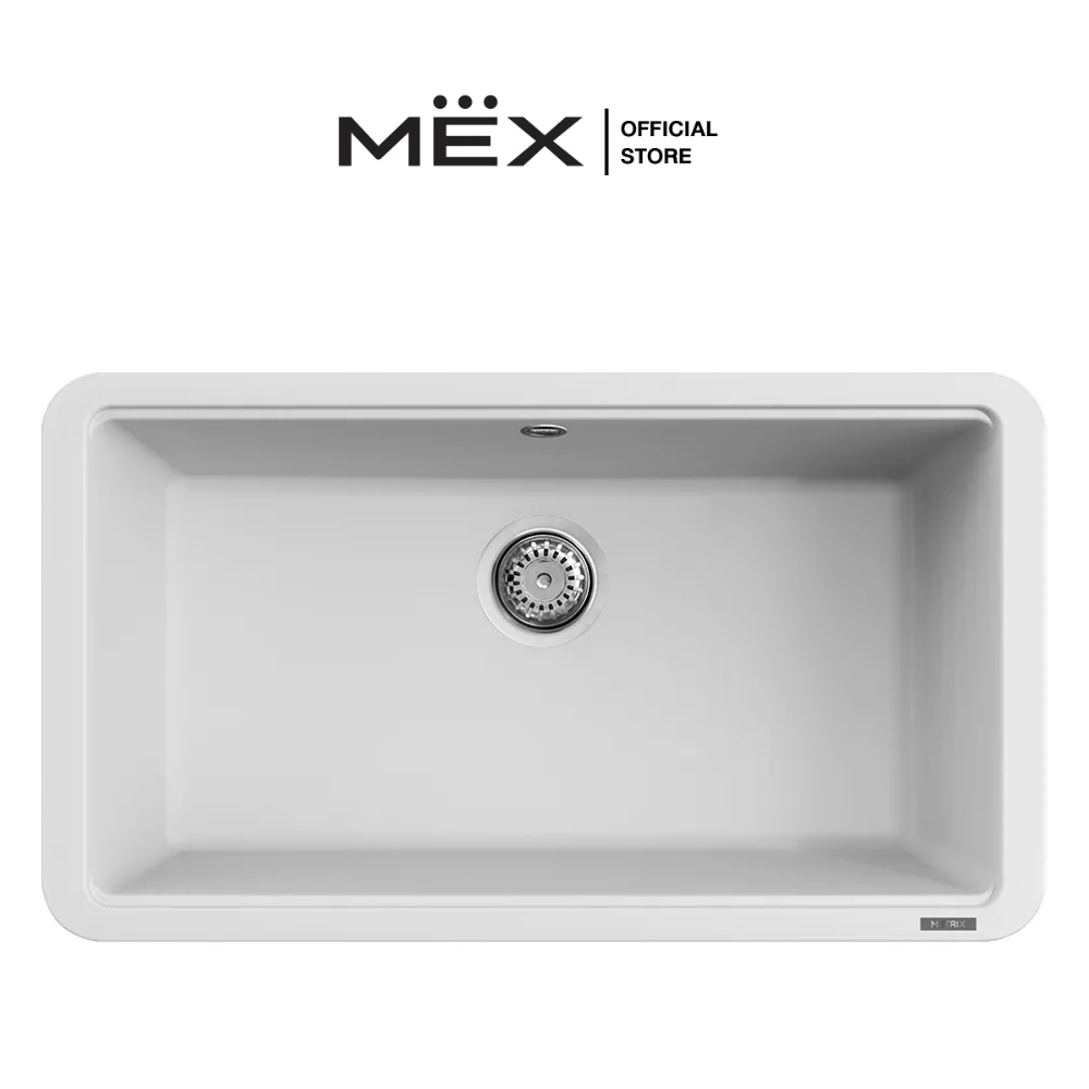 MEX GLOBE100WH อ่างล้างจานเนื้อแกรนิตสังเคราะห์ 1 หลุม สีขาว