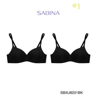 Sabina ซาบีน่า เสื้อชั้นใน INVISIBLE WIRE (Set 2 ชิ้น) (ไร้โครง) SEAMLESS FIT รุ่น Pretty Perfect รหัส SBXU8201BK สีดำ