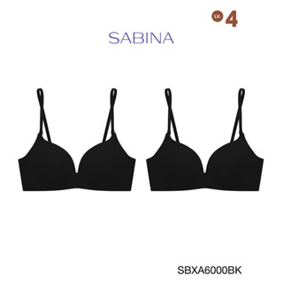 Sabina ซาบีน่า เสื้อชั้นใน INVISIBLE WIRE (Set 2 ชิ้น) (ไร้โครง) รุ่น Doomm Doomm รหัส SBXA6000BK สีดำ