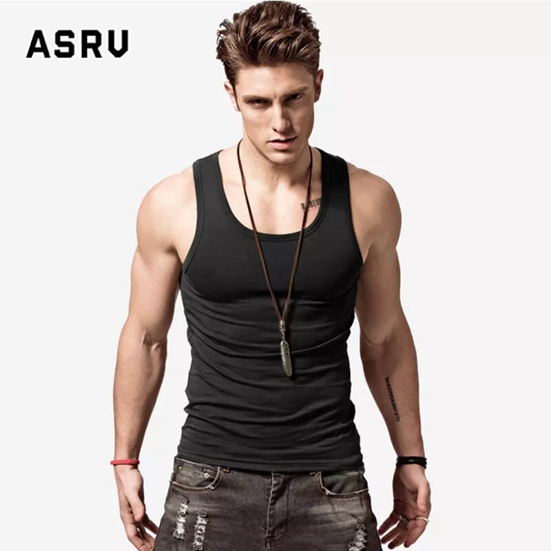 ASRV เสื้อกล้ามผู้ชาย เสื้อแขนกุด ผ้าฝ้ายบริสุทธิ์