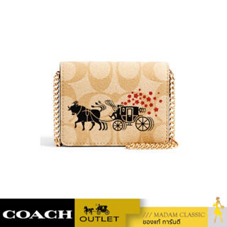 ของแท้ 💯% กระเป๋าสะพายข้าง COACH C2258 LUNAR NEW YEAR MINI WALLET IN SIGNATURE CANVAS WITH OX AND CARRIAGE