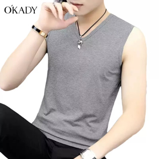 OKADY เยาวชนญี่ปุ่นนิยมเสื้อกั๊กผู้ชายที่เรียบง่ายอารมณ์เสื้อกั๊กคอกลมดูดซับเหงื่อ