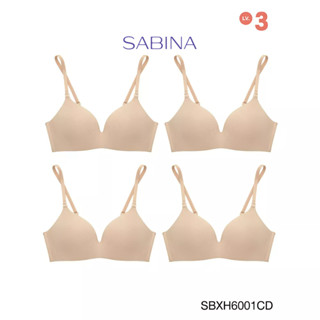 Sabina ซาบีน่า เสื้อชั้นใน INVISIBLE WIRE (Set 4 ชิ้น) (ไร้โครง) SEAMLESS FIT รุ่น Soft Doomm รหัส SBXH6001CD สีเนื้อเข้ม