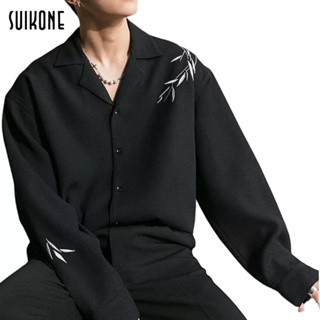 Suikone   เสื้อแจ็คเก็ตแขนยาวผู้ชาย เสื้อเชิ้ตแขนยาวยอดนิยมของวัยรุ่นใส่ได้ทั้งชายและหญิง