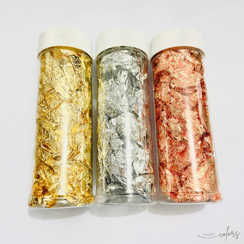 ฟอยล์ทอง ฟู๊ดเกรด Cake Gold Foil Paper บรรจุ 3 กรัม มี 3 สี กระปุกใหญ่ คุ้มค่า