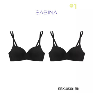 SABINA BRALESS เสื้อชั้นใน Invisible Wire (Set 2 ชิ้น) (ไร้โครง) รุ่น Pretty Perfect รหัส SBXU8301BK สีดำ