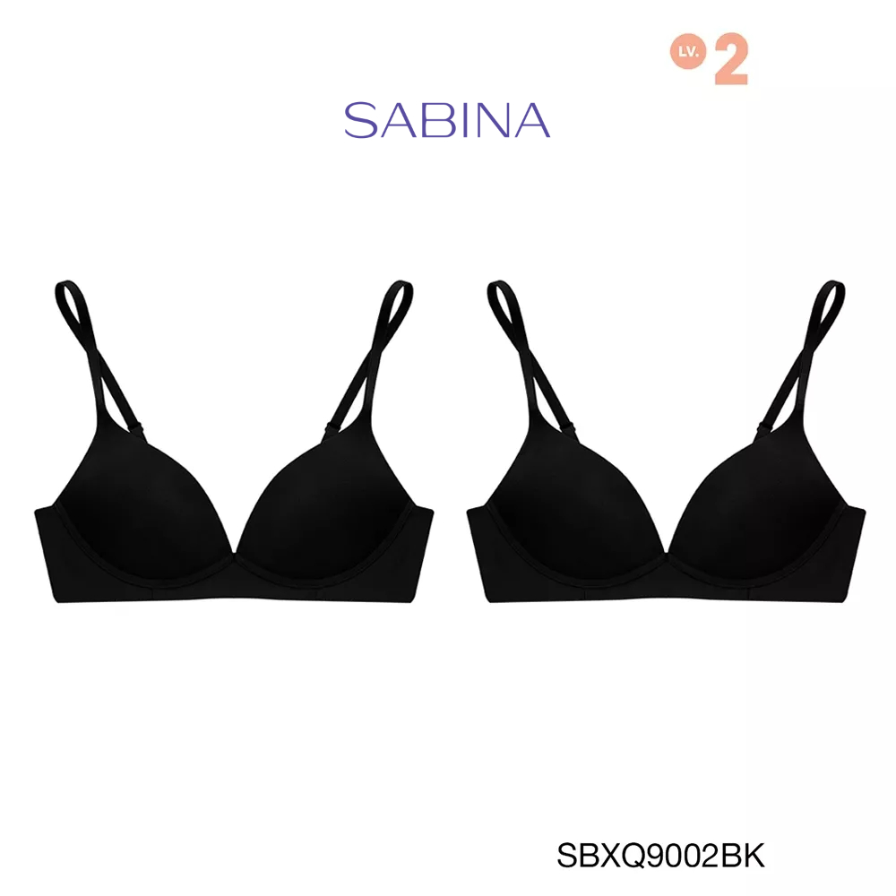 Sabina Twenty Five Level 2 เสื้อชั้นใน (Set 2 ชิ้น) ไร้ตะเข็บ  ไร้โครง รหัส SBXQ9002BK - สีดำ