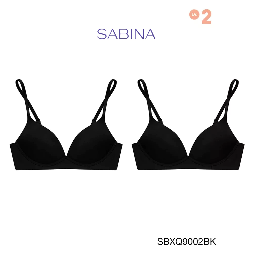 Sabina Twenty Five Level 2 เสื้อชั้นใน (Set 2 ชิ้น) ไร้ตะเข็บ ไร้โครง รหัส SBXQ9002BK - สีดำ