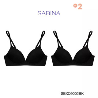 Sabina ซาบีน่า เสื้อชั้นใน Invisible Wire (Set 2 ชิ้น) (ไม่มีโครง) Seamless Fit รุ่น TWENTY FIVE  รหัส SBXQ9002BK สีดำ