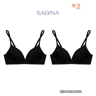 Sabina Twenty Five Level 2 เสื้อชั้นใน (Set 2 ชิ้น) ไร้ตะเข็บ ไร้โครง รหัส SBXQ9002BK - สีดำ