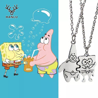 HANLU สร้อยคอดาว SpongeBob SquarePants   รุ่นคู่ อุปกรณ์เสริมที่ทันสมัย อลูมิเนียมอัลลอยด์