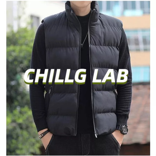 CHILLG LAB เสื้อกล้าม เสื้อมาใหม่ เสื้อกั๊กกันหนาวสีพื้น เสื้อกล้ามขนเป็ดสำหรับผู้ชาย น้ำหนักเบา ใส่อุ่นๆ