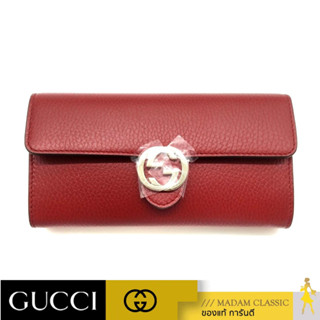 กระเป๋าสตางค์ GUCCI GG INTERLOCKING FLAP LONG WALLET (RED) [598166CAO0G6420]