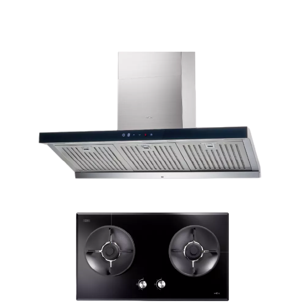 MEX Set รุ่น K635BFX90 + V7812MHR เตาแก๊สและเครื่องดูดควันกระโจม