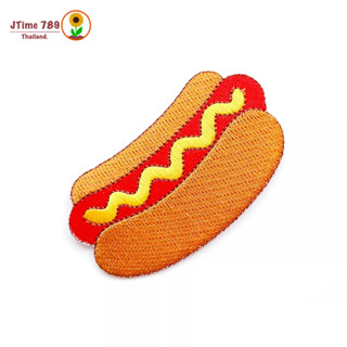 ตัวรีดติดเสื้อ ฮอทด็อก ไส้กรอก อาหาร hot dog ไส้กรอก2 ตัวรีด (Size M) อาร์มรีด อาร์มรีดติดเสื้อ