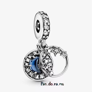 [พร้อมส่ง สินค้าแท้ 💯] Pandora Night Sky Crescent Moon &amp; Stars Dangle Charm