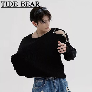 TIDE BEAR เกาหลีย้อนยุคสบายๆ ระดับไฮเอนด์ปิดไหล่ด้านบนสีทึบ