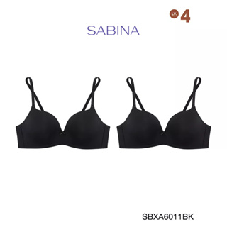 Sabina ซาบีน่า เสื้อชั้นใน (Set 2ชิ้น) Invisible Wire (ไม่มีโครง) รุ่น Doomm Doomm รหัส SBXA6011BK สีดำ