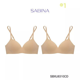 Sabina ซาบีน่า เสื้อชั้นใน INVISIBLE WIRE (Set 2 ชิ้น) (ไร้โครง) SEAMLESS FIT รุ่น Pretty Perfect รหัส SBXU8310CD สีเนื้อเข้ม