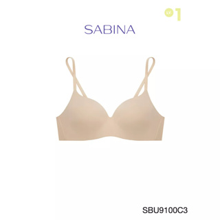 SABINA  BRALESS เสื้อชั้นในไม่มีโครง Seamless Fit รุ่น Pretty Perfect  รหัส SBU9100C3 สีเนื้อเข้ม