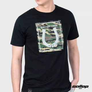 GALLOP : เสื้อยืดผ้าคอตตอนพิมพ์ลาย Graphic Tee รุ่น GT9083 สีดำ