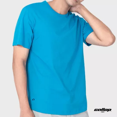 GALLOP : Men's Wear เสื้อยืดคอกลม (Round-necked) รุ่น ชายโค้ง GBT9002 สี Blue - ฟ้า
