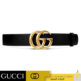 เข็มขัด GUCCI LEATHER BELT WITH DOUBLE G BUCKLE (BLACK) [397660AP00T1000]