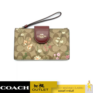 ของแท้ 💯% กระเป๋าสตางค์คล้องมือ COACH C8729 TECH WALLET IN SIGNATURE CANVAS WITH WILDFLOWER PRINT (IME7V)