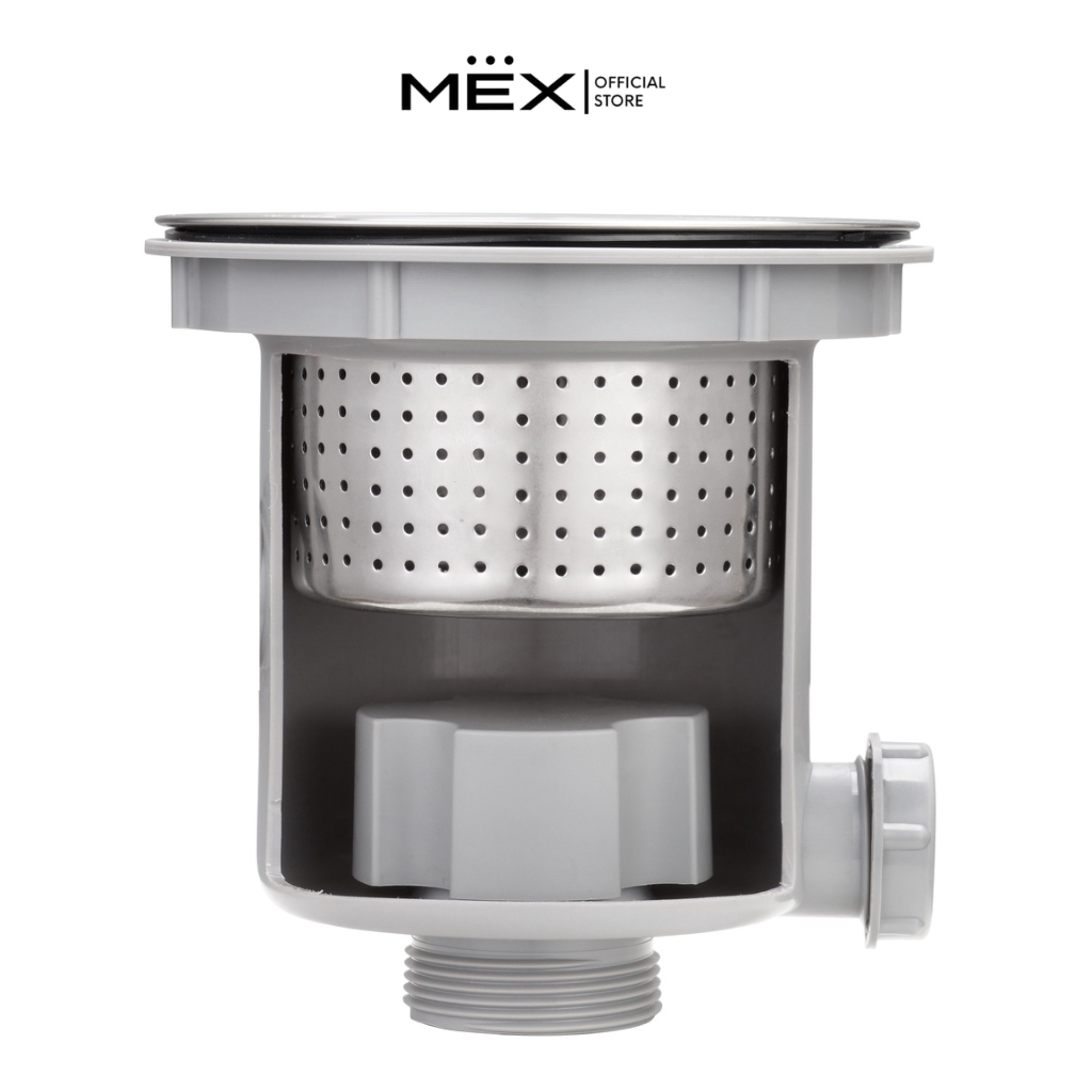 MEX รุ่น B228 สะดืออ่างล้างจาน ขนาด 4.5 นิ้ว (ไม่มีท่อน้ำล้น), BKT45ML (ตะกร้ากรองเศษอาหาร)