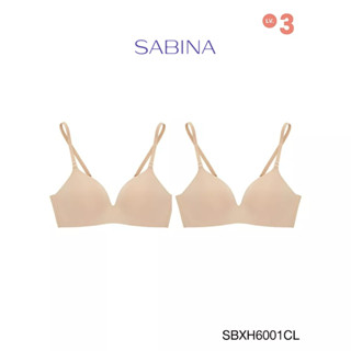 Sabina เสื้อชั้นใน (Set 2 ชิ้น ) Invisible Wire  (ไม่มีโครง) รุ่น Soft Doomm รหัส SBXH6001CL สีเนื้ออ่อน