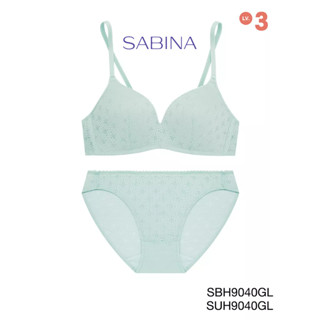 Sabina (เซ็ตชุดชั้นใน)  Invisible Wire (ไม่มีโครง) รุ่น Soft Doomm รหัส SBH9040GL+SUH9040GL สีเขียวอ่อน