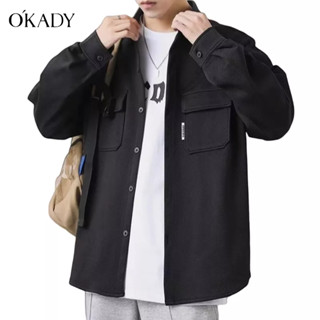 OKADY ใหม่ เสื้อแจ็คเก็ตลำลองผู้ชายแขนยาวลำลองแบรนด์อินเทรนด์