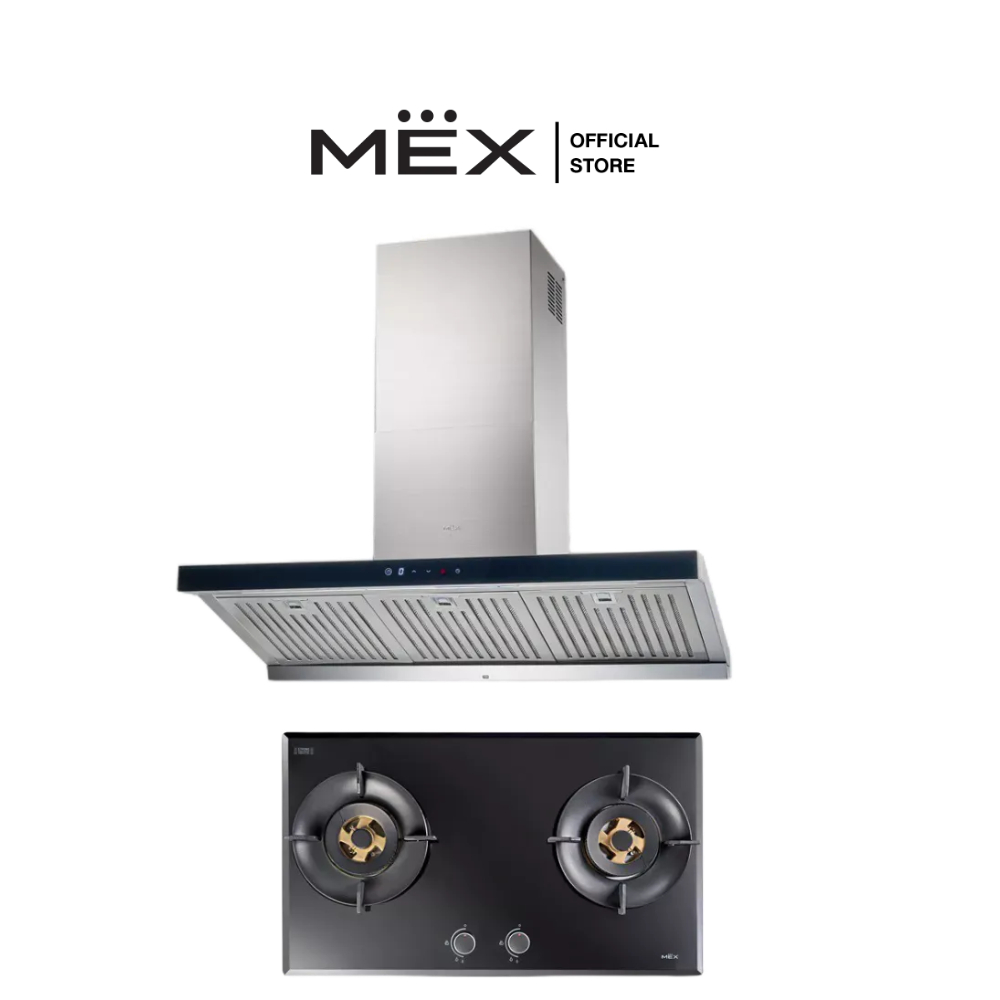 MEX Set รุ่น V3772MHR + K635BFX90 เตาแก๊สและเครื่องดูดควันกระโจม