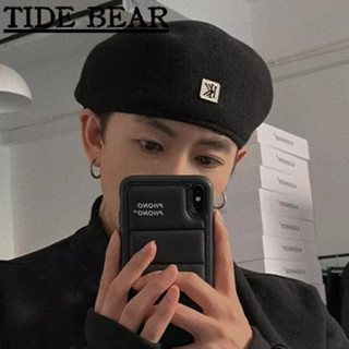TIDE BEAR ผู้ชาย จดหมายเค คู่สวมหมวกเบเร่ต์ที่มีคุณภาพสูงทำด้วยผ้าขนสัตว์