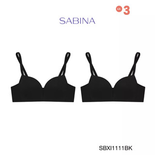 Sabina ซาบีน่า เสื้อชั้นใน (Set 2 ชิ้น) Invisible Wire (ไร้โครง) รุ่น Modern V รหัส SBXI1111BK สีดำ