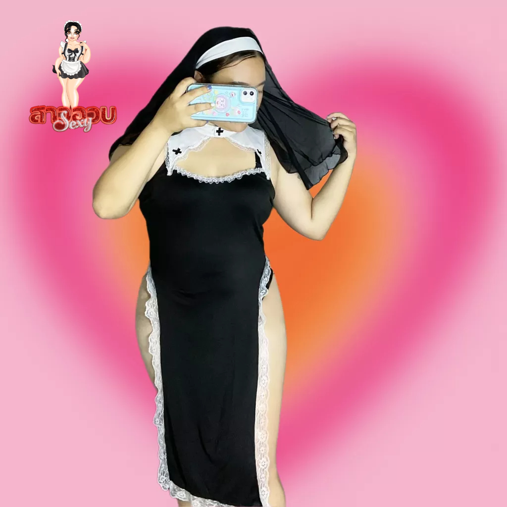 ชุดนอนสาวอวบ ชุดคอสเพลย์แม่ชี 💗มีไซต์ตั้งแต่ S-XL 75kg M-1115