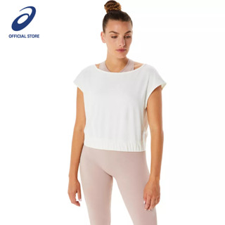 ASICS :  WOMEN NAGINO FLEX SS TOP WOMEN TRAINING เสื้อ ผู้หญิง เสื้อ เสื้อคอกลม ของแท้  CREAM