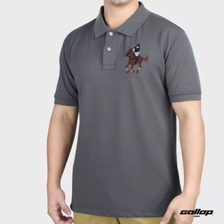 GALLOP : PIQUE POLO SHIRTS เสื้อโปโล ผ้าปิเก้ สีพื้น รุ่น GPP9000 สีเทาเข้ม