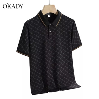 OKADY ฤดูร้อนใหม่สีทึบทุกอารมณ์แขนสั้น ins มาตรฐานชายเยาวชนยอดนิยมเสื้อโปโล