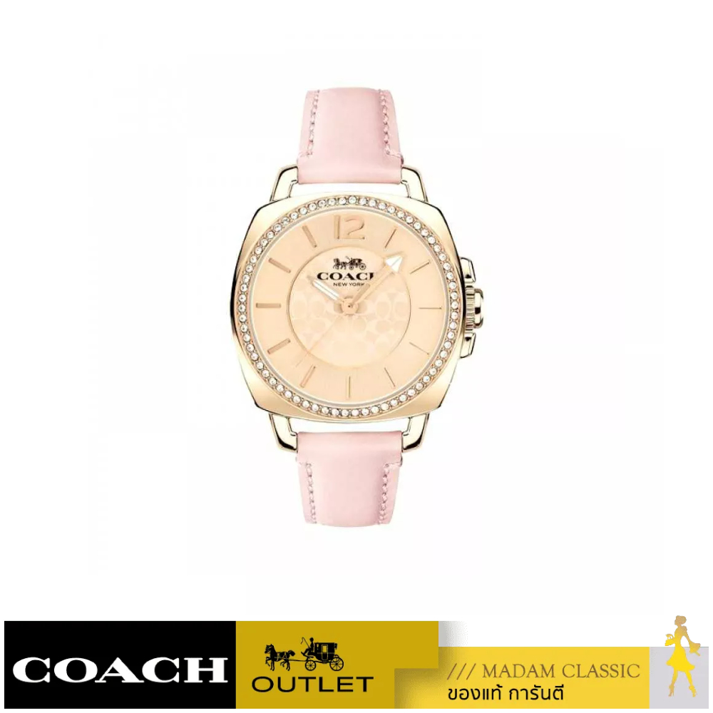 นาฬิกาข้อมือ COACH 14503981 Boyfriend Women's Pink Leather Strap Gold Watch
