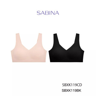 Sabina เสื้อชั้นใน (Set 2 ชิ้น)(ไม่มีโครง) รุ่น Soft Collection Seamless Fit รหัส SBXK119CD+SBXK119BK  สีเนื้อเข้ม/สีดำ