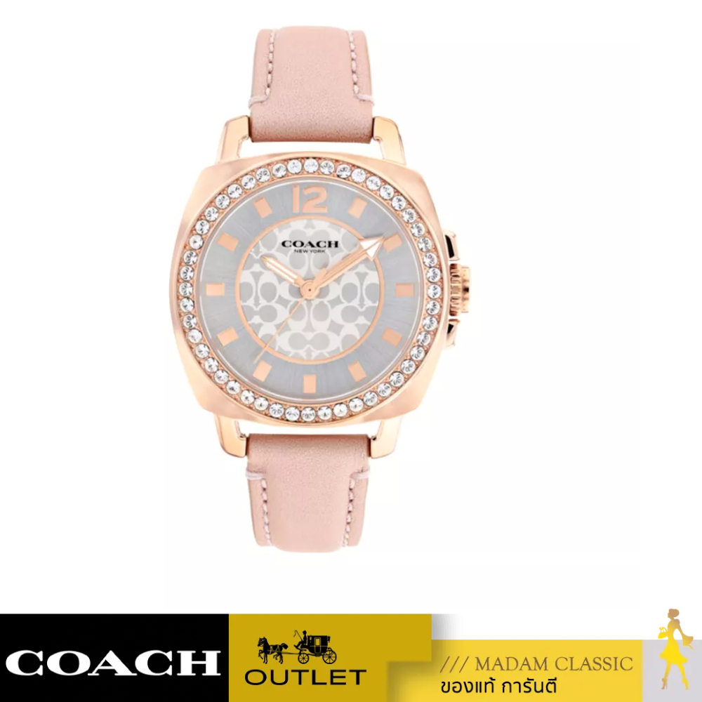 ของแท้ 💯% นาฬิกา COACH 14503151 Boyfriend Rose Gold Case Pink Strap Women's Watch